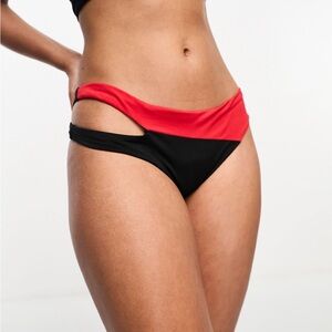 Nike Icon Sneakerkini Asymmetrical Bikini Bottom Black and Red Swimwear